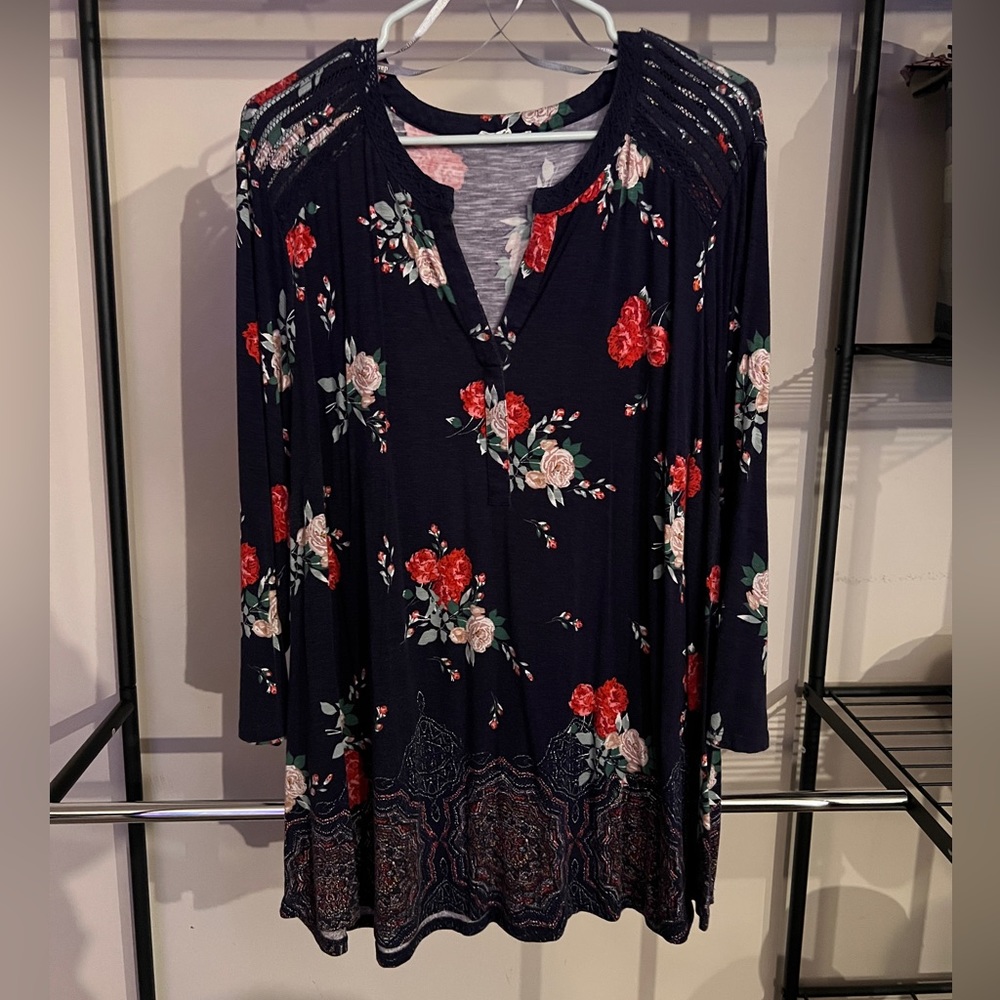 Cloth & Bloom | Floral 3/4 Sleeve Knit Top | 3X